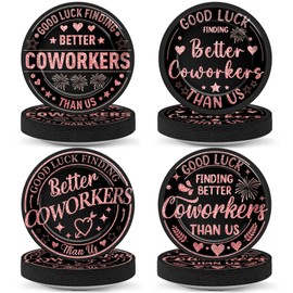 60Pcs Rose Gold Retirement Paper Plates Happy Retirement Party Decorations Good Luck Finding Better Coworkers Than Us Party Dessert Plates Decorations for Men and Women Farewell Parties Supplies