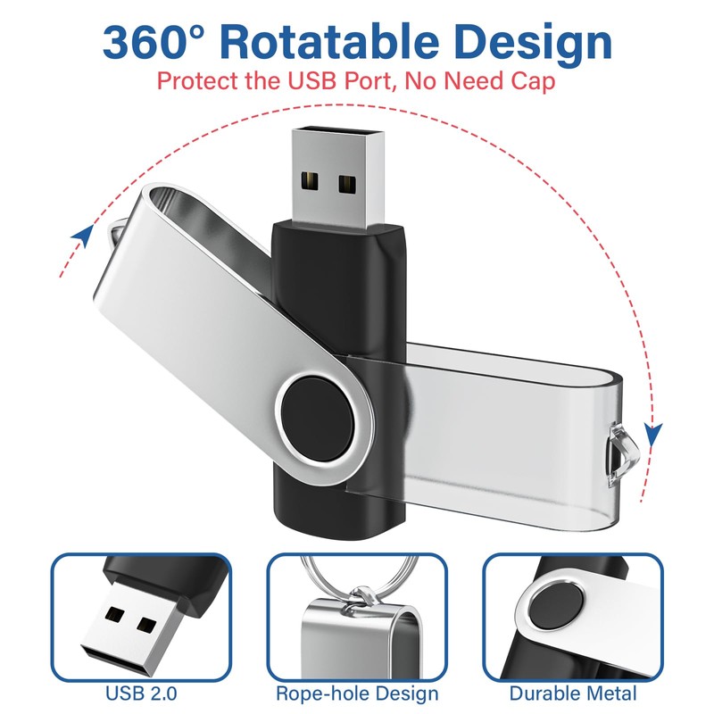 WOOOLKEN USB Stick 2.0 Memory Stick 4GB 20 Pack USB