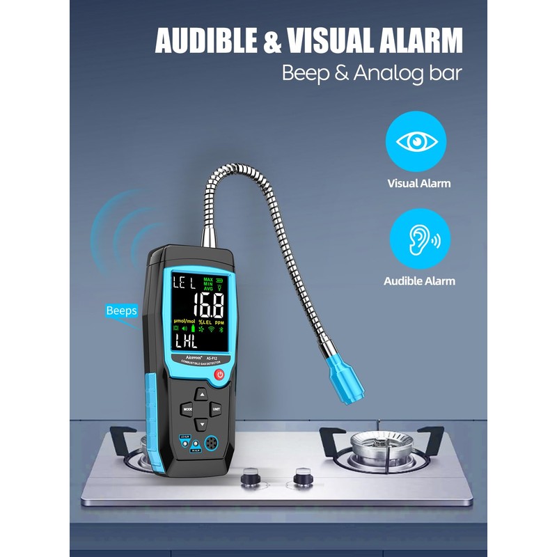 Aicevoos Natural Gas Detector with Gas Concentration Display Locating The