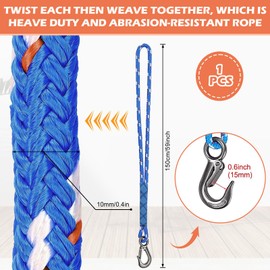 Hengrongshen Swing Attachment Rope, 150 cm Hammock Attachment Hanging Rope Hanging Chair Beam Attachment with Carabiner for Outdoor Tree Swing Playground, 2500 lbs, 10 mm Diameter, Blue