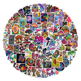 Mushroom Stickers for Laptop (Pack of 100), Gift for Children, Teenagers, Adults, Boys, Waterproof Mushroom Stickers for Skateboard, Vinyl Stickers for Car, Motorcycles, Bicycle