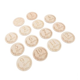 IWOWHERO 14pcs Wooden Milestone Cards Newborn Monthly Commemorative Photo Props Safe Smooth Material for Boys Recording Growth Memories