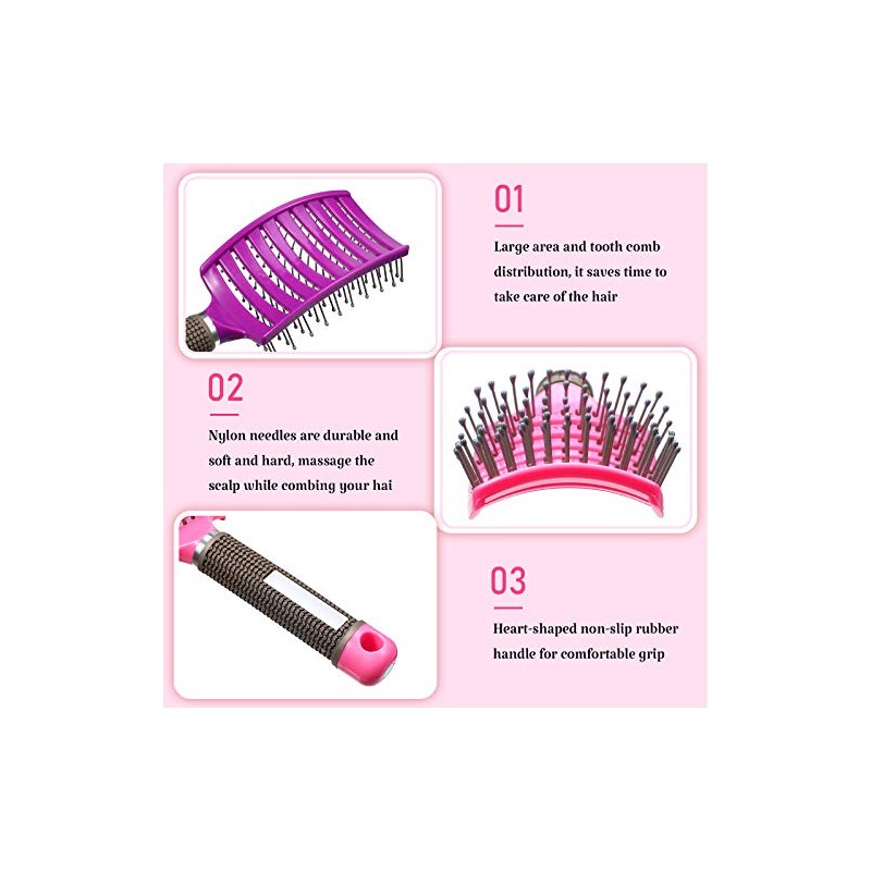 Patelai 4 Cepillos Desenredantes para Masaje de Cabello Cepillos Curvados