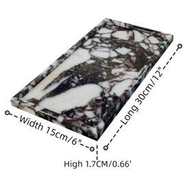FS NANO Natural Marble Vanity Tray- Marble Tray for Bathroom Countertop Decorative Perfume Jewelry 12" Marble Stone Tray (Calacatta Purple)