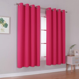 DUALIFE Solid Hot Pink Curtains for Bedroom 72 Inch Length Raspberry Sorbet Hot Pink Room Darkening Curtains for Girls Room Decoration Thermal Insulated Blackout Window Drape 52''x72'' Grommet Top