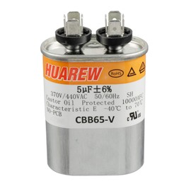 HUAREW 5 uF MFD ±6% 370/440 VAC CBB65 Oval Run Start Capacitor for Fan Start and Cool or Heat Pump Air Conditione or AC Motor Run