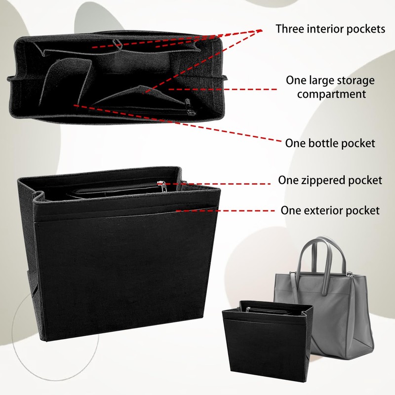 ARWIG Bag Organiser, Felt Bag Organiser Tote Bag Organiser Multi-Pocket