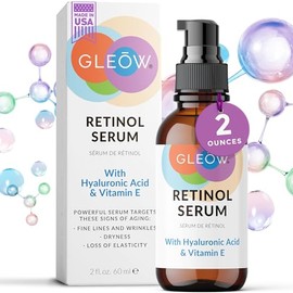 GLEOW Suero de Retinol para el Rostro con Ácido Hialurónico, el Retinol para el Rostro es Adecuado para Todo Tipo de Piel, Suero Hidratante para Mujer
