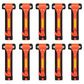 SINSEN Car Safety Hammer Set of 10 Emergency Escape Tool Auto Car Window Glass Hammer Breaker and Seat Belt Cutter Escape 2-in-1 for Family Rescue & Auto Emergency Escape Tools (Reflective Tape 10PCS)