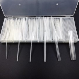 200pcs Clear Heat Shrink Tubing, Sopoby Wire Wrap Cable Sleeves, Assorted Tubes Kit, 6 Size φ1.5/2.5/3/5/6/10mm with Case (White)