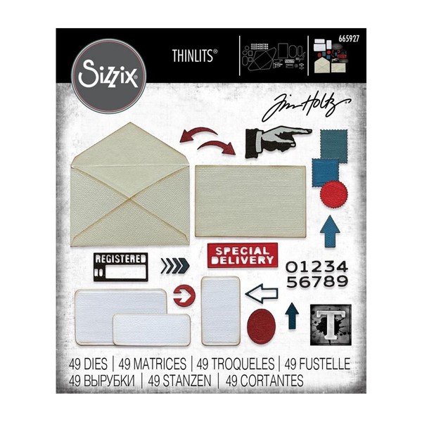 Sizzix Sizzx Thinlits Cutting Dies 48PK Postale by Tim Holtz | 665927 | Chapter 3 2022, Plastic Paper, Multicoloured, One Size