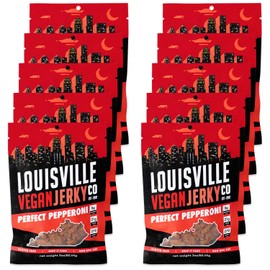 Louisville Vegan Jerky - Perfect Pepperoni, Vegetarian and Vegan Friendly Jerky, 13 Grams of Non-GMO Soy Protein, Gluten-Free Ingredients (Pack of 10, 3 Ounces)