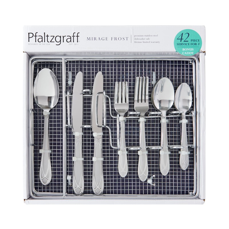 Pfaltzgraff Mirage Frost Everyday Flatware Service for 8, 42 Piece