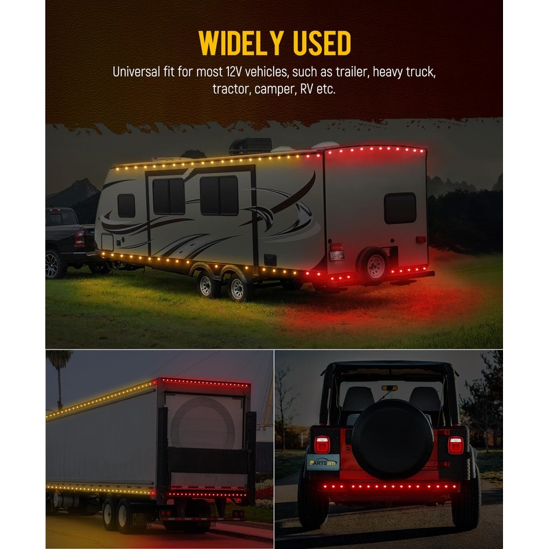 Partsam 3/4 Inch Dual Function LED Lights - Strobe +