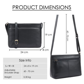 Lloyd Baker London - Tamarra - Smooth Leather, Multiple Zippered Compartments, Versatile, Stylish, and Practical with Adjustable Shoulder Strap (NAVY)