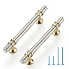 Ravinte Hardware 15 Pack 7.38 Inch Brushed Nickel&Gold Cabinet Pulls Handles Kitchen Cabinet Handles Drawer Pulls Kitchen Cabinet Hardware Dresser Cupboard Handles Dresser Drawer Pulls 5 Inch CC