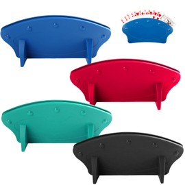 4 PCS Playing Cards holder, Hands Free Playing Card Storage Box,Little Hand Card Stands Card Game Accessory Blue Plastic Standing Fan Shaped Playing Card Holder for Kids Adults, Senior(4 color)