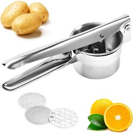 Prensador de patatas - Machacador de Papas, Aplastador de Papas, Potato Ricer Acero Inoxidable Prensa de Mano Ergonómica Machacador Profesional