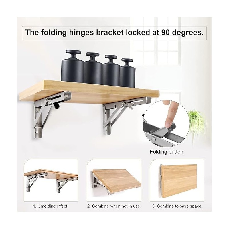 Folding Console 250 mm Heavy Duty Stainless Steel, Pack of