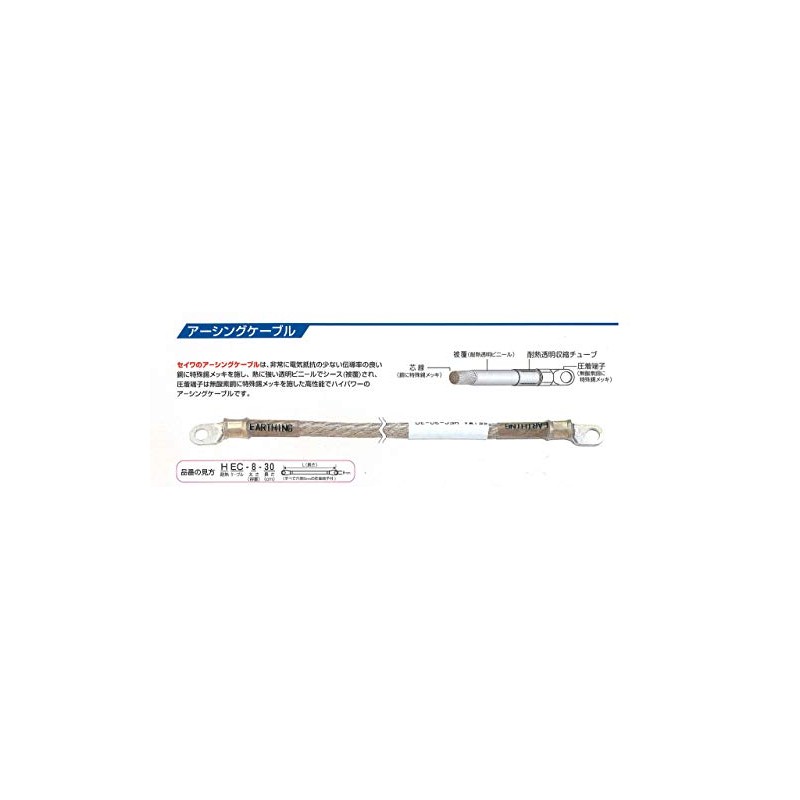 Seiwa Industry HEC-20-30 Earthing Cable, Thickness 7.9 sq ft (20