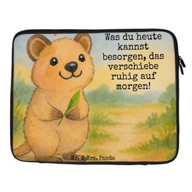 Mr. & Mrs. Panda Notebook Tasche Quokka Happy Design 20 x 28 cm - Geschenk, Laptop-Hülle, Gute Laune, Tiere, Tiermotive, Lustiger Spruch, Notebook-Tasche Mit Organizer, Laptop-Case, Laptop-Rucksack