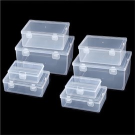 Nail art toolbox Bead Organizers-8 Pcs Jewelry Organizers and Storage Plastic Storage Cases Mini Clear Bead Containers Transparent Boxes with Hinged Lid and Rectangle Clear Craft Supply Case