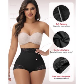 SHAPSHE Faja Shorts Seamless Butt Lifting Shapewear for Women Body Shaper Tummy Control Plus Size Butt Lifter Panties Stomach Shapewear Compression Underwear Waist Shaper Bbl Shorts Black