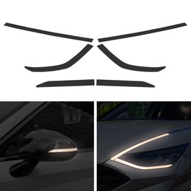 TOMALL Headlight Sidemarker Side Mirror Vinyl Films Smoke Tint Compatible with Hyundai Sonata 2020-2022 Transmission Amber Edges Delete Stickers Decorations for Car (20% Dark Black)
