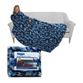 Slanket Blanket with Sleeves - The Ultimate for Women & Men - Adults’ Blanket with Foot Pocket & Hand Pocket - Lightweight, Plush, & Soft Oversized Fleece Blanket Robe - 60”W x 80”L, Blue Camo