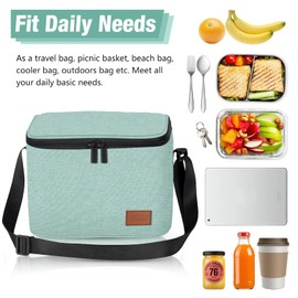 Cool Bag Small Light Insulated Lunch Bag for Work & School Foldable Waterproof Zip Closure