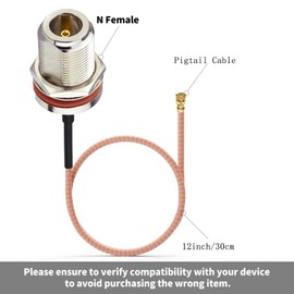 Superbat N Type Female Bulkhead Mount Pigtail Cable 30cm 12inch Low Loss RG178 Coaxial Jumper(2Pcs) for RF Applications,Base Stations,PCI WiFi Card,Wireless Router,Gateway etc