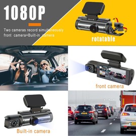 Front & Rear Dashcam, BCUOZ 1 Count Dash Camera for Car, Wide Angle Car Driving Recorder with IR Night-Vision G Sensor, 3.16 Inch IPS Screen 1080P HD Camera with Dual Lens, Fall Gift, Birthday Gifts