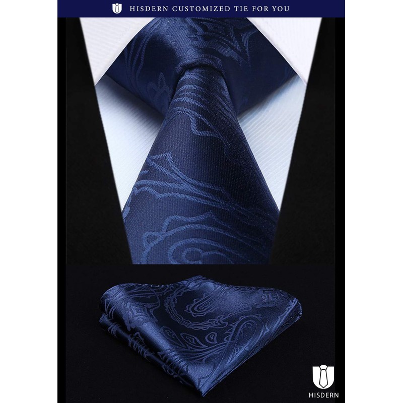 HISDERN Men's Suit Vest, Paisley, Necktie, Pocket Square, 3-Piece Set,