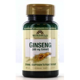 Windmill Ginseng 500 mg.Extract By Windmill Strong Adaptogen To Fight Fatigue 60 Caplets
