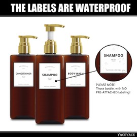 YACEYACE Set of 3 Refillable Soap Dispensers with Pump, 16.9oz Brown Shampoo and Conditioner Dispenser Bottles, Shower Bottle for Travel or Bathroom