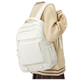 Lendolk Cute Backpack for College Students Waterproof School Bag High School Backpacks for Teens Girls Boys Laptop Bookbag Casual Daypacks Backpacks for Women Men（Beige）