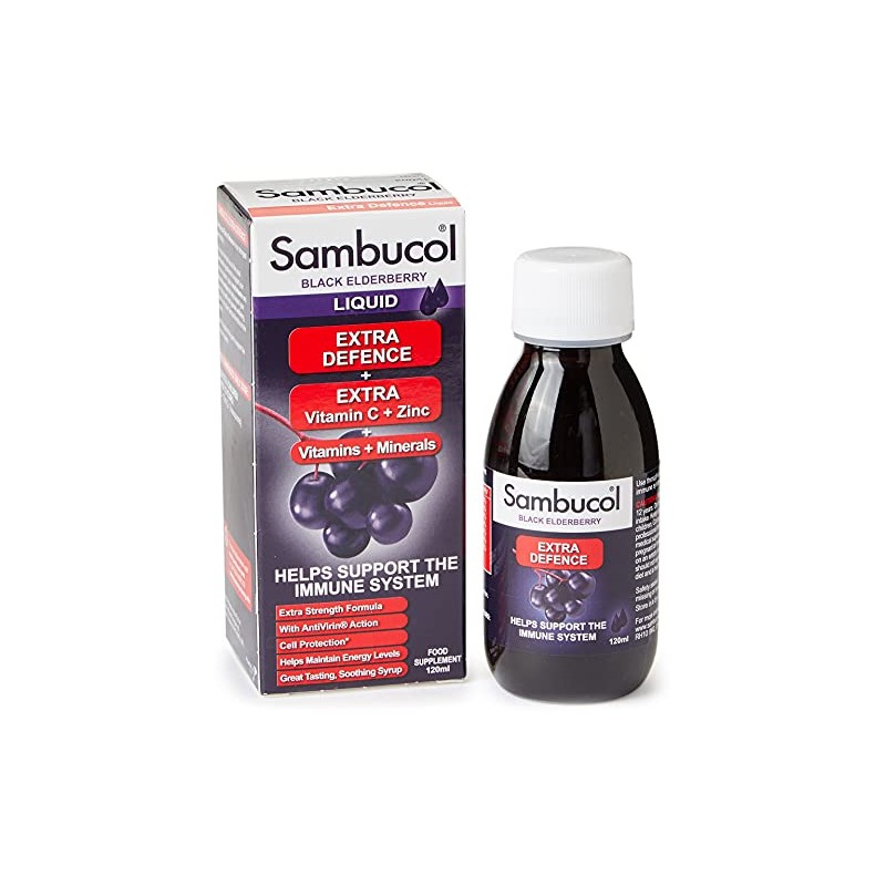 Sambucol Natural Black Elderberry Extra Defence, Vitamin C, B6 &