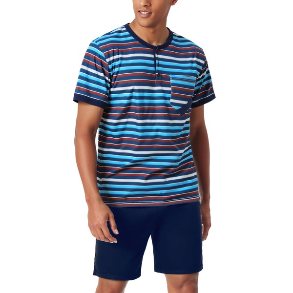 Jezonga Men's Pyjamas Short Cotton Nightwear Set Pyjamas Shorty Summer