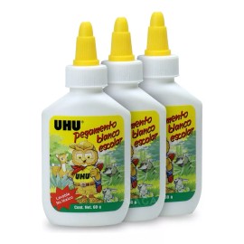 UHU 3 Piezas Pegamento Blanco Escolar  Uhu Universal 60g Lavable