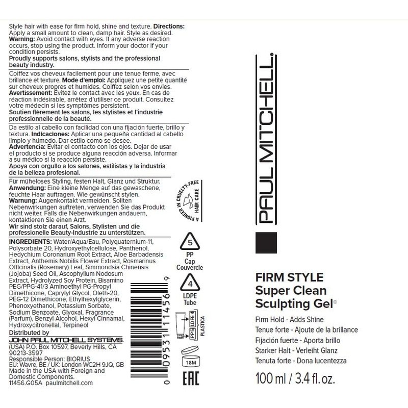 Paul Mitchell Super Clean Sculpting Gel, Firm Hold, High Shine