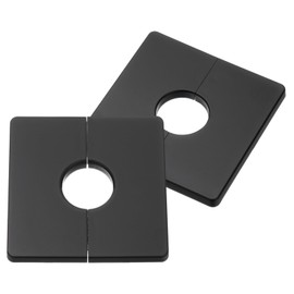 sourcing map 2Pcs ABS Plastics Square Shaped Escutcheon Plate, Wall Split Flange, 28mm Diameter Wall-Mounted Pipe Mouth Decorative Cover, Black
