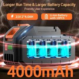 Cordless Impact Wrench, 665Ft-Ibs (900N.m) 1/2" Electric Impact Wrench, 21V Power Impact Drill with 2x 4.0Ah Battery, 5 Sockets, 8 Drill, 6 Screws, Impact Gun Variable Speeds for Car/Truck/Mower