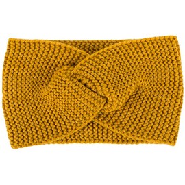 styleBREAKER Women Fine Knit Headband with Twist Knot, frizz Pattern, Warm Winter Hair Band, Headband 04026054, Color:Curry
