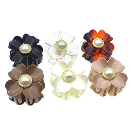 Mikinona 6Pcs Flower Hair Claw Clips for Women Claw Hair Holders Non Slip Back for Beauty Routines Showers and Everyday Use