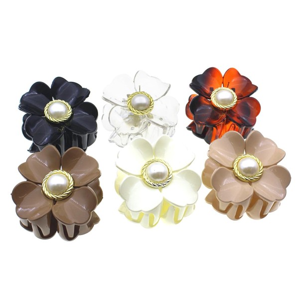 Mikinona 6Pcs Flower Hair Claw Clips for Women Claw Hair