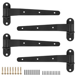 4 Pack Heavy Duty T Gate Hinges, 12inch Strap Gate Hinges Black T Hinge for Fence, Yard Gate, Shed, Door