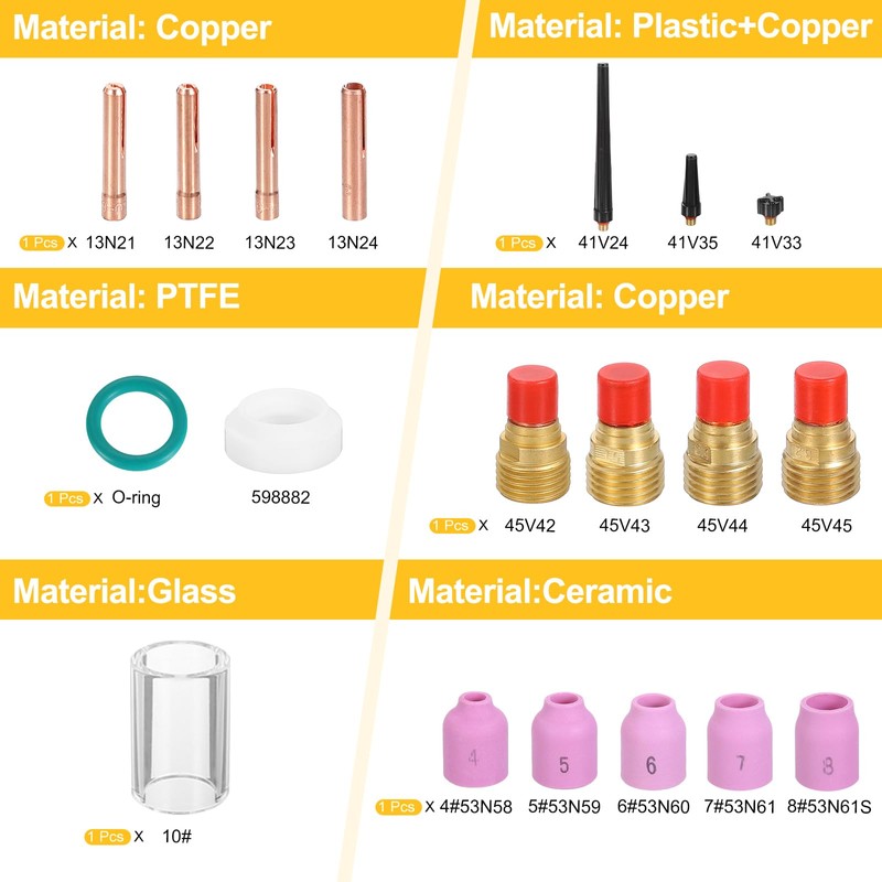 sourcing map 37pcs Tig Torch Kit for WP-9, WP-20, WP-25