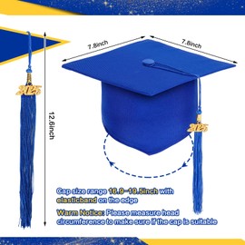 2025 Preschool Graduation Caps Bulk Kindergarten Grad Cap Child Size Grad Hats with Metal 2025 Tassel for Boys Girls Unisex 6PC Blue