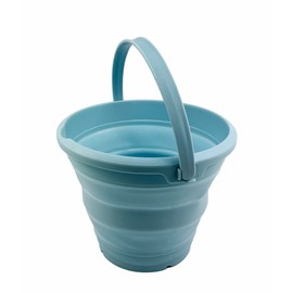 SAMMART - 5.5L Collapsible Plastic Bucket - Foldable Round Tub - Portable Fishing Water Pail - Space Saving Outdoor Waterpot. (Ice Blue, 1)