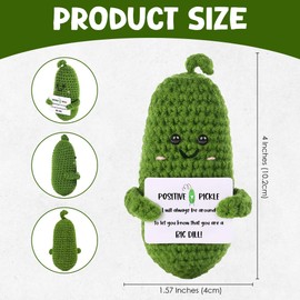 OASSIE Emotional Support Pickle - Birthday, Christmas, Encouragement, Inspirational, Gifts for Women, Stress Relief Gifts, Positive Pickle Woobles Crochet - Mini Pickle Crochet Knitted Doll